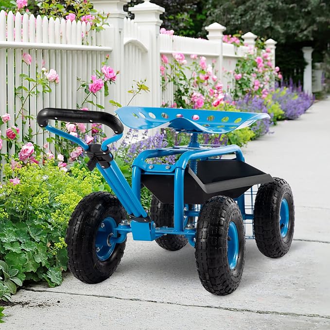 Rolling Garden Cart with Workseat - Image 6