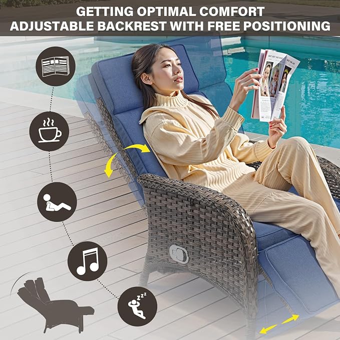Versatile Outdoor Recliner Chair Set of 3 - Image 4