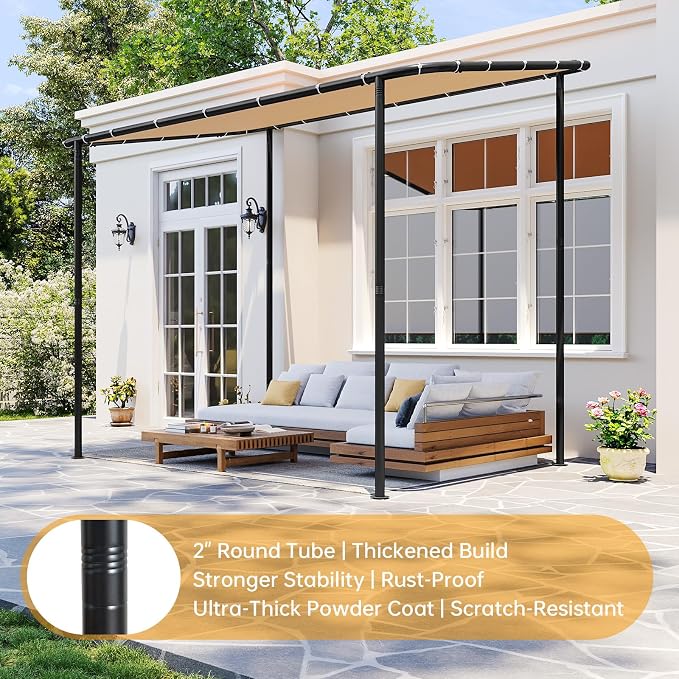 10x6 Lean to Pergola Outdoor Gazebo - Image 7