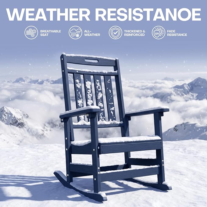 Oversized HDPE Outdoor Rocking Chair Set of 2, All-Weather, Extra Large & Extra - Image 5