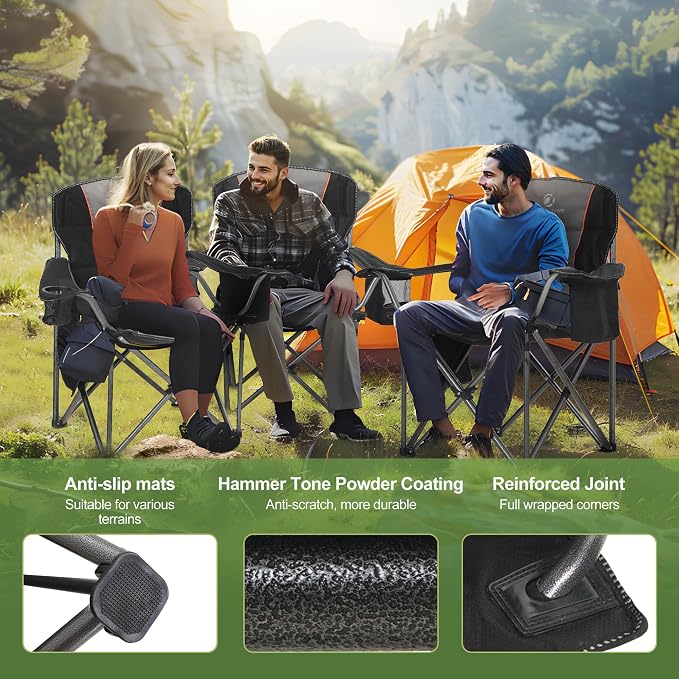 LET'S CAMP Folding Camping Chair Oversized Heavy Duty Padded Outdoor Chair | - Image 7