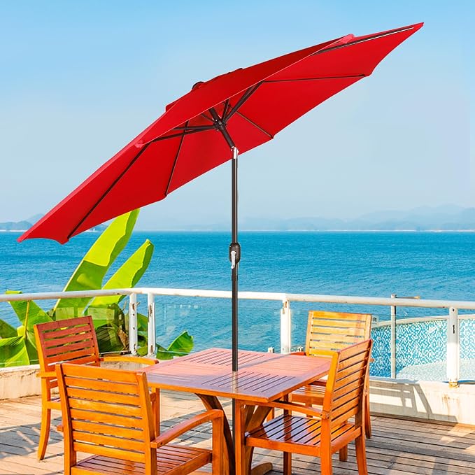 9' Outdoor Patio Umbrella, Outdoor Table Umbrella, Yard Umbrella, Market - Image 9