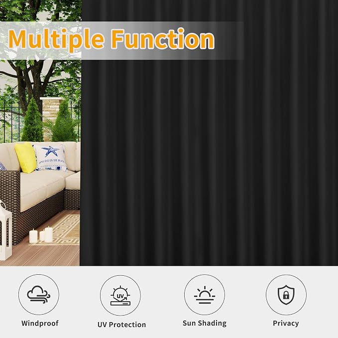 Easy-Going Outdoor Patio Curtains 2 Panels, 54x120 inch, Porch and Pergola - Image 5
