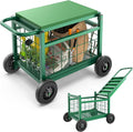 Garden Cart with Seat, 3-in-1 Rolling Seat with Wheels by FlinterOfficial