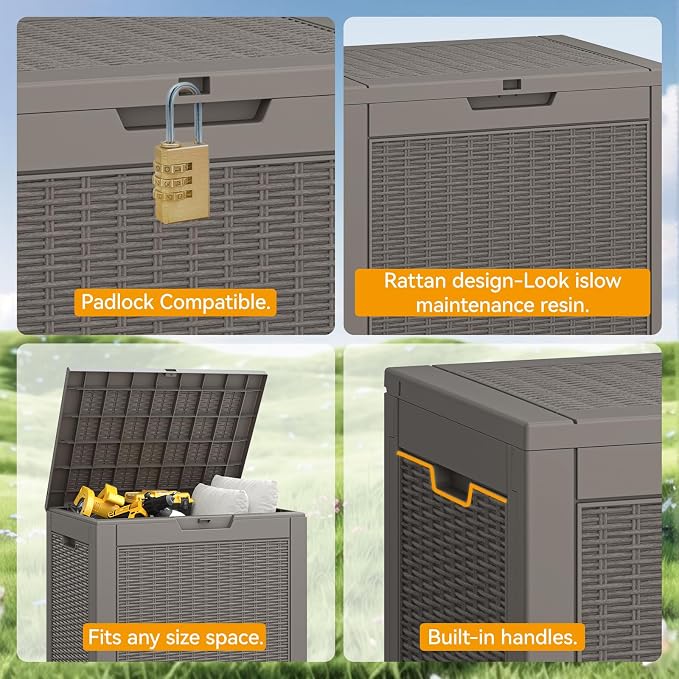 31 Gallon Outdoor Storage Box 2 Pack All-Weather Deck Box - Image 3