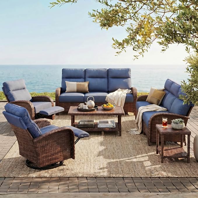 Resort-Grade Recliners Patio Furniture, 6.2" Ultra Thick Cushions | Heavy Duty by VELSCAPE