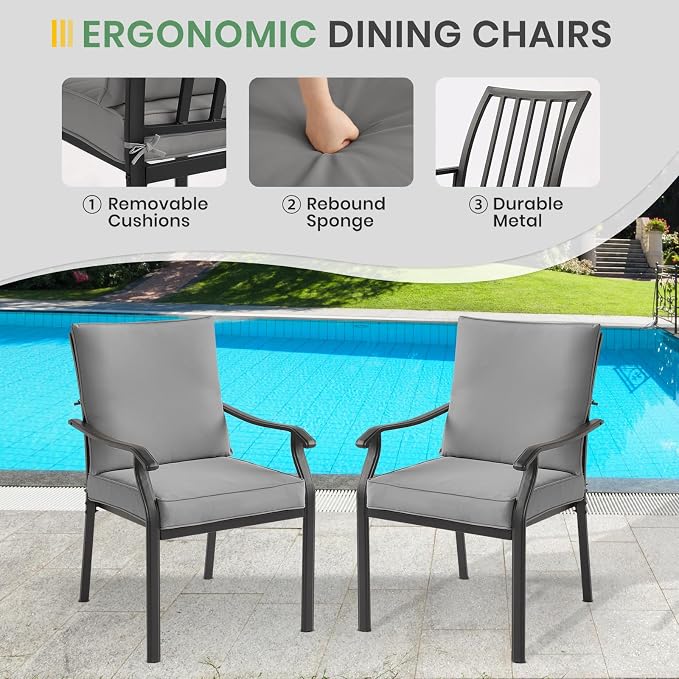 LVUYOYO Outdoor Patio Dining Chairs Set of 4, Metal Stackable Chairs Set - Image 6
