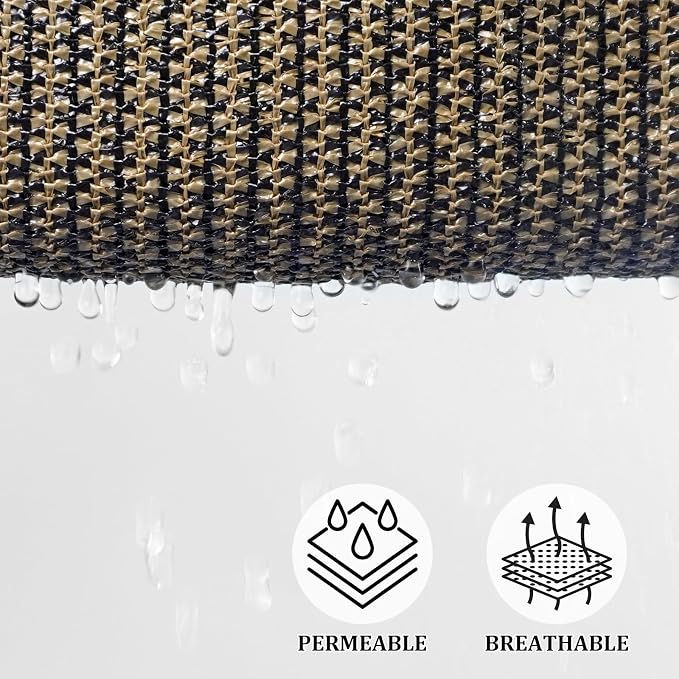 Shade&Beyond Triangle Sun Shade Sail 10'X10'X14' Permeable Canopy Mocha - Image 3