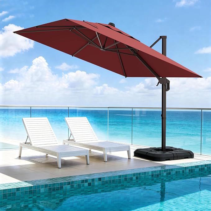 10' X 10' Patio Umbrella Cantilever Outdoor Rectangle Umbrella by ORYNTREX