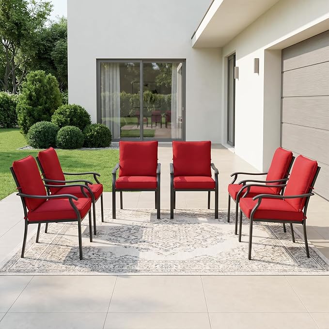 LVUYOYO Outdoor Patio Dining Chairs Set of 2, Metal Stackable Chairs Set - Image 6