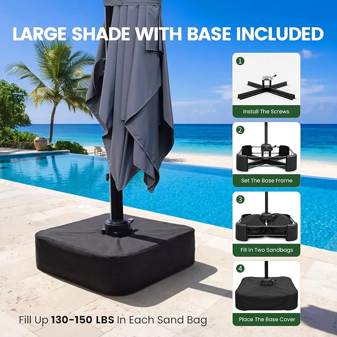 9' x 12' Cantilever Offset Patio Umbrella - Image 6