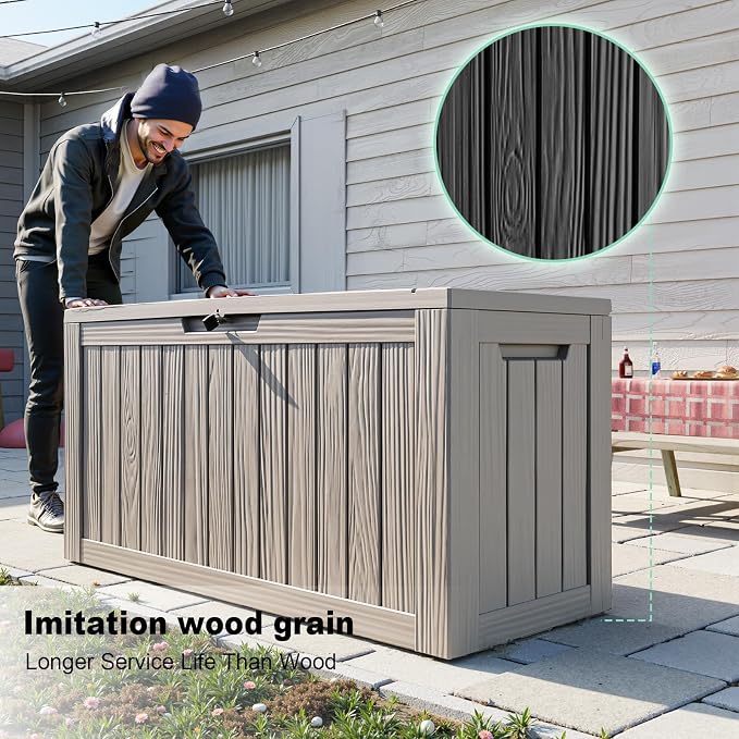 80 Gal Resin Outdoor Storage Box Waterproof Lockable Deck Box | UV-resistant - Image 3