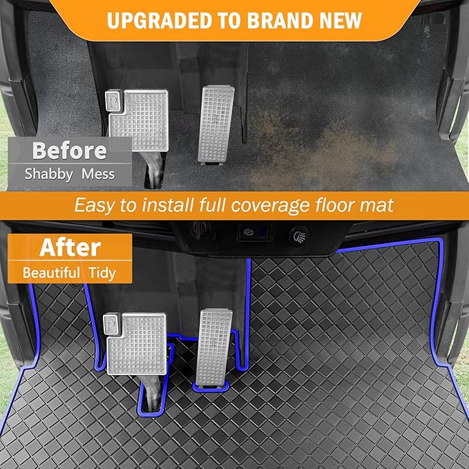Golf Cart Floor Mat for Yamaha,Customize Non-Slip Full Coverage Liner Matt Replacement Fits to Yamaha G29/Drive, Drive2,Adventurer,QuieTech 2017+,Durable Easy to Clean