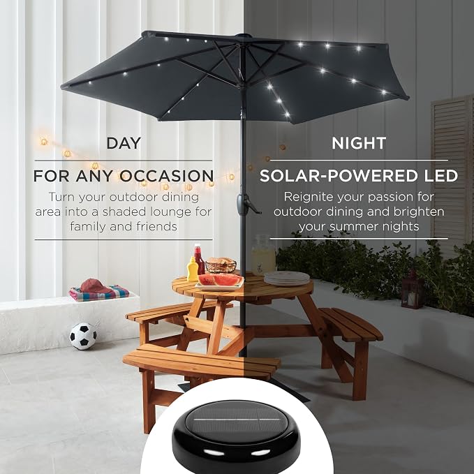 Best Choice Products 7.5ft Solar Umbrella LED Lighted Patio Umbrella, Table - Image 3