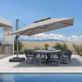 PURPLE LEAF Sunbrella Cantilever Patio Umbrella 12' X 12' Cast Ash | Sunbrella by PURPLELEAF