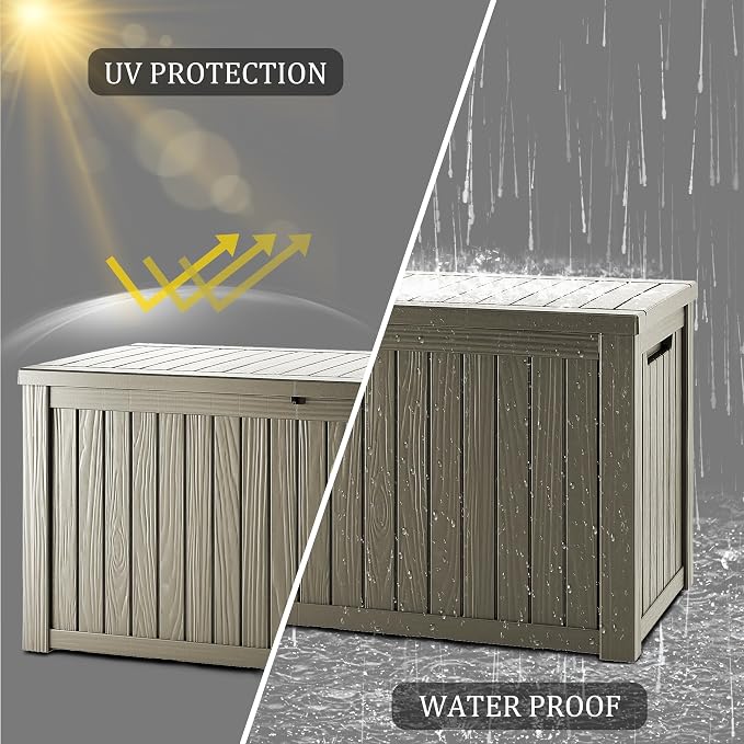 Outdoor Storage Box, 150 Gallon Waterproof Deck Box, Piston-Assisted Resin Trunk - Image 5