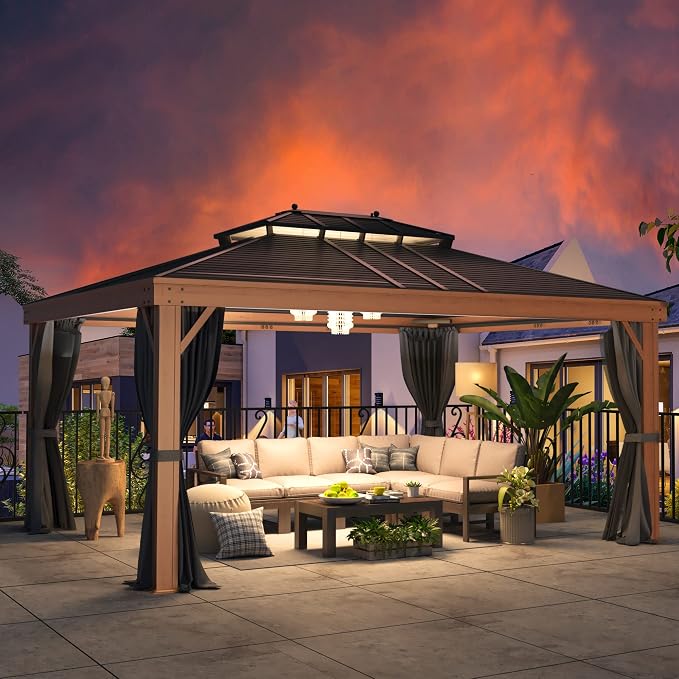 12'x16' Hardtop Gazebo, Galvanized Steel Double Roof - Image 8