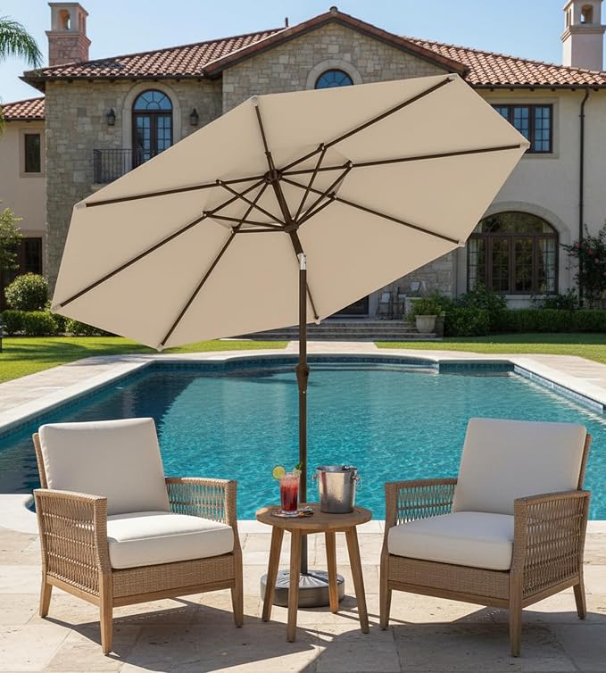 9FT Auto-Tilt Patio Umbrella|Outdoor Market Table Umbrella - Image 6