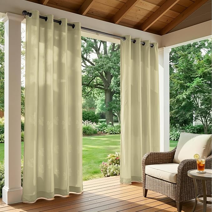 Set of 2 Outdoor Curtains for Patio Waterproof, Breathable Grommet Panels for - Image 2