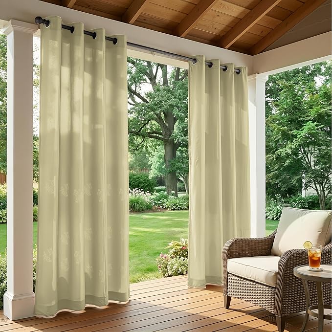 Set of 6 Outdoor Curtains for Patio Waterproof, Breathable Grommet Panels for - Image 2