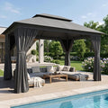 Aoxun 10x12FT Metal Frame Outdoor Gazebo, Dark Gray | UPF50+ Protection 50×50mm by Aoxun