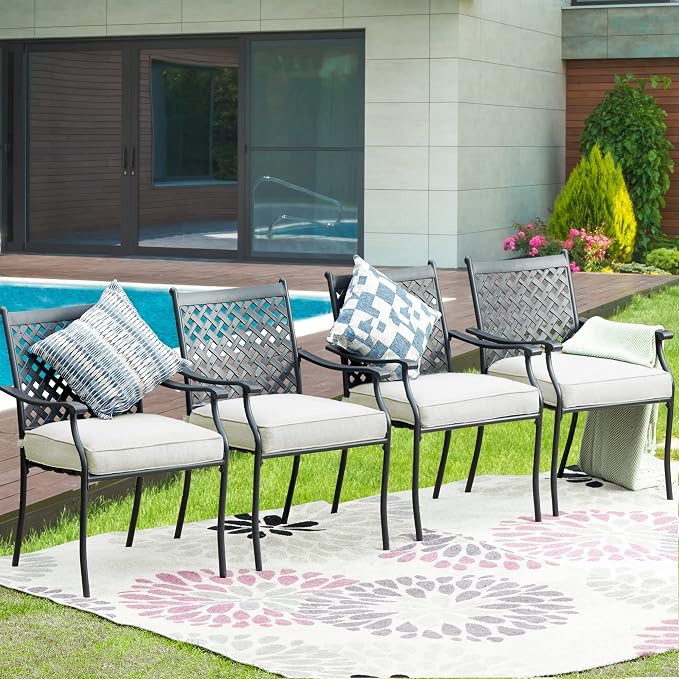 Patio Dining Chairs Stackable Outdoor Chairs Dining Furniture Set of 4 - Image 3