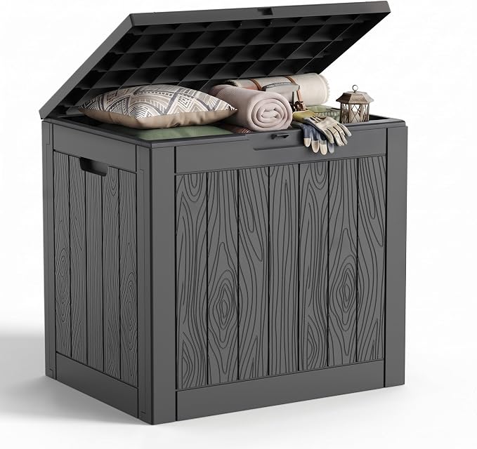 Outdoor Storage Box 38 Gallon Waterproof Resin Deck Boxes, by EASYUP