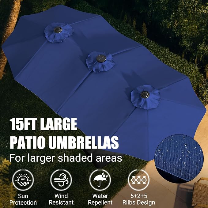 15FT Double-Sided Patio Umbrella - Image 2