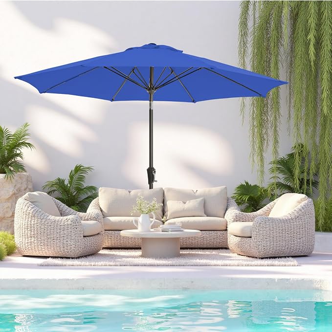 9FT Large Outdoor Patio Umbrella Market Table Umbrella-UV Resistant, Easy Push - Image 2