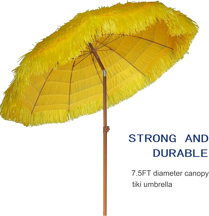 AMMSUN 7.5ft Hula Thatched Hawaiian Tiki Patio Beach Umbrella - Image 2