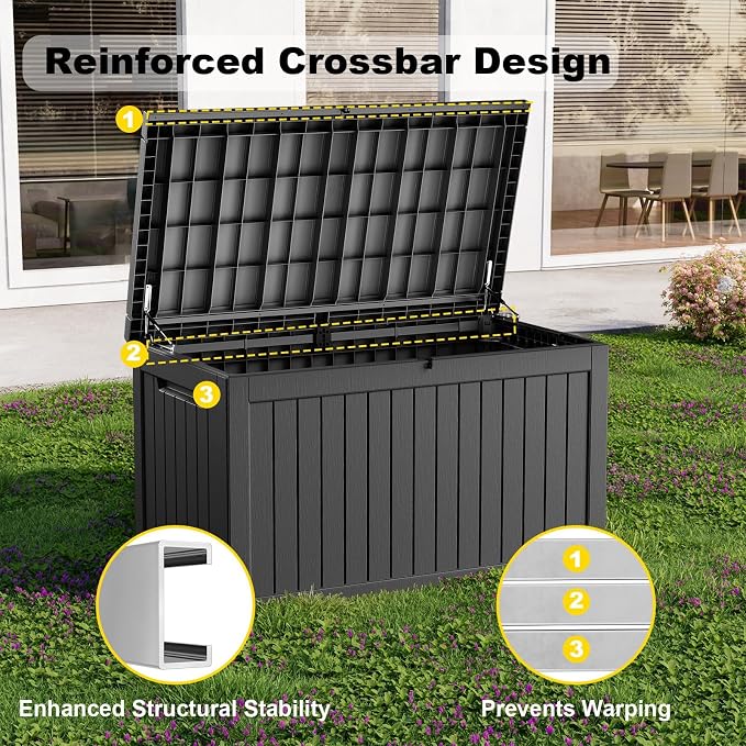 320 Gallon Large Outdoor Storage Box Waterproof, UV Resistant Resin Deck Box - Image 7