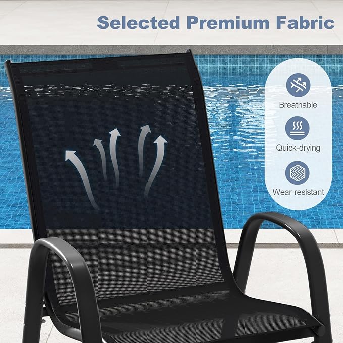 Tangkula Patio Dining Chairs Set of 4, Outdoor Stackable All Weather Heavy Duty - Image 5