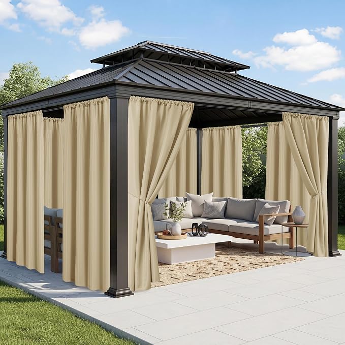 Outdoor Curtains for Patio Waterproof, 8 Panels, Rod Pocket | Weatherproof & by RichSets