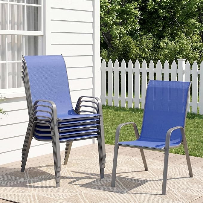 TLSUNNY Patio Chair, Outdoor Stackable Textilene Chairs Set of 6, by TLSUNNY