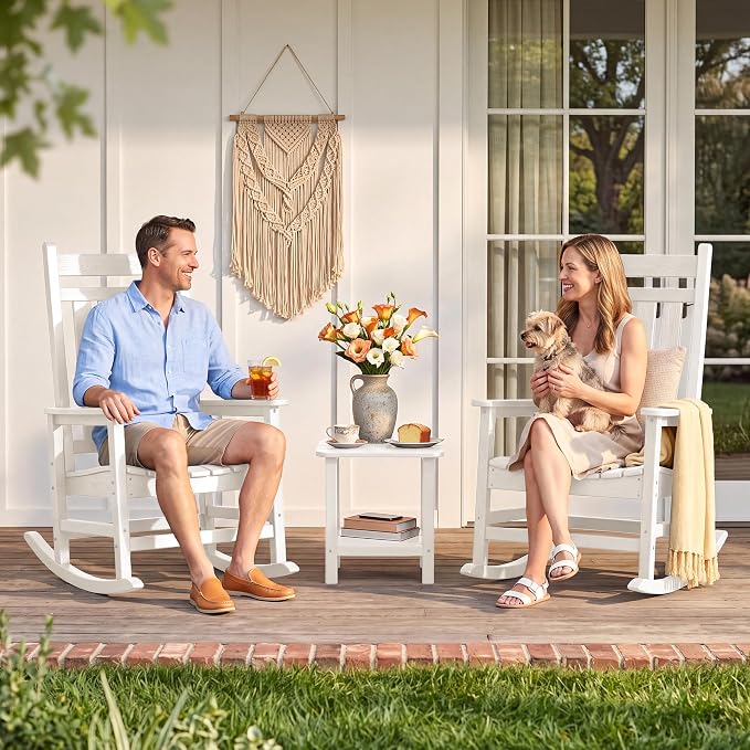 SERWALL Outdoor Rocking Chair Set of 2, Oversized Rocker - Image 8