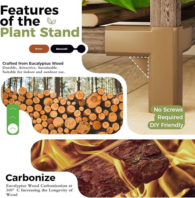Bamworld Plant Stand Indoor Hanging Plant Shelf Outdoor Large Plant Rack | - Image 6