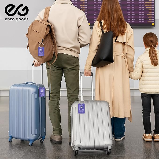 Personalized Luggage Tag | 6 Pack | Custom Luggage Tags for Suitcases | Kids Backpack Tag | 10 Color Options & Choose Font, Font Color