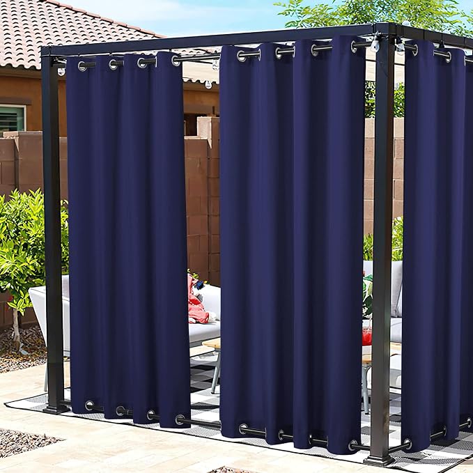 NICETOWN Canvas Outdoor Waterproof Patio Curtains, Rustproof Top and Bottom by NICETOWN