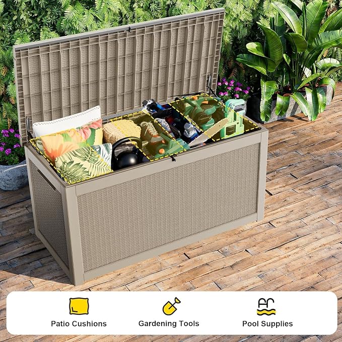 320 Gallon Outdoor Storage Box, Large Deck Box Waterproof UV Resistant - Image 5