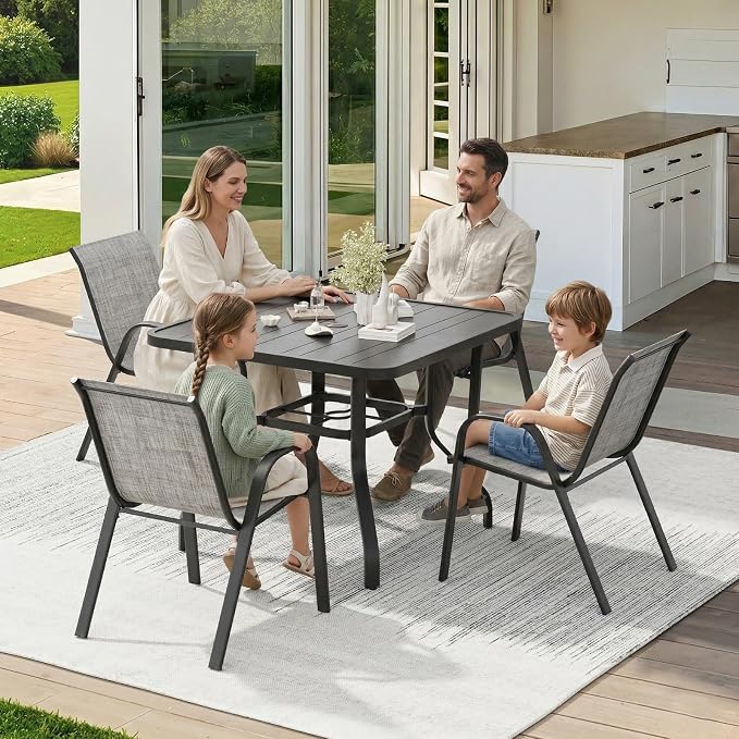 Stackable Outdoor Dining Chairs Set of 2, Textilene Patio Chairs - Image 9