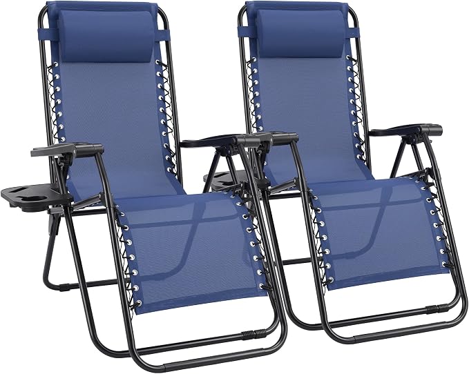 Sweetcrispy Zero Gravity Chairs Set of 2, Outdoor Folding Reclining Lounge Chair by Sweetcrispy
