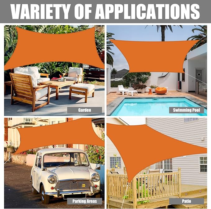 Neween Waterproof Sun Shade Sail Rectangle UV Block Canopy - Image 6