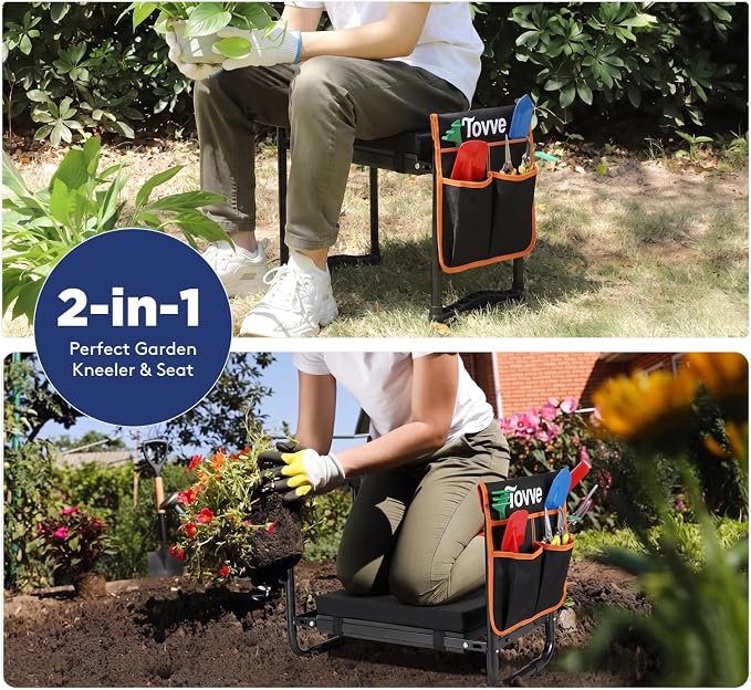 Tovve Foldable Garden Kneeler and Seat, Heavy Duty Garden Stool - Image 3