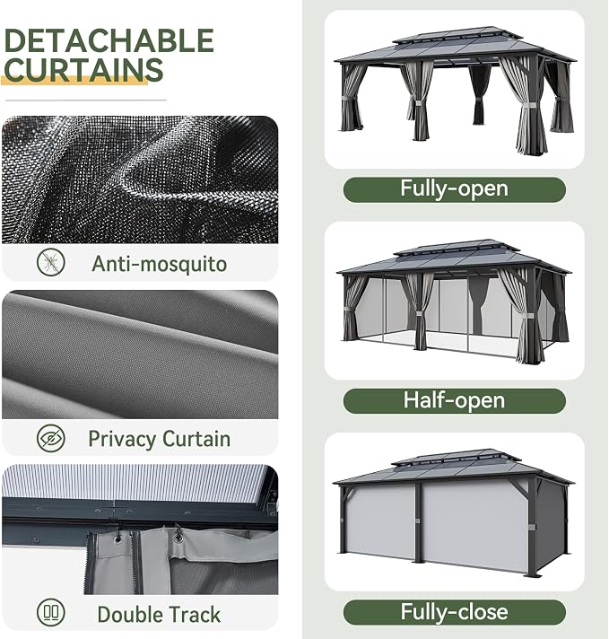 Aoxun 12'x20' Hardtop Gazebo - Image 8