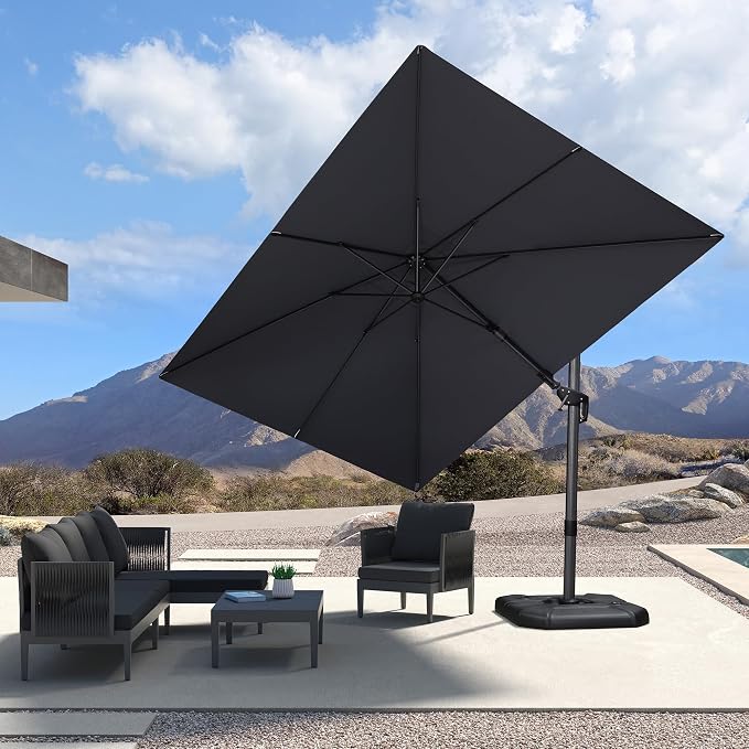 PURPLE LEAF Cantilever Umbrella Left-right Tilting 8.2' X 11.5' Light Grey | 5 by PURPLELEAF