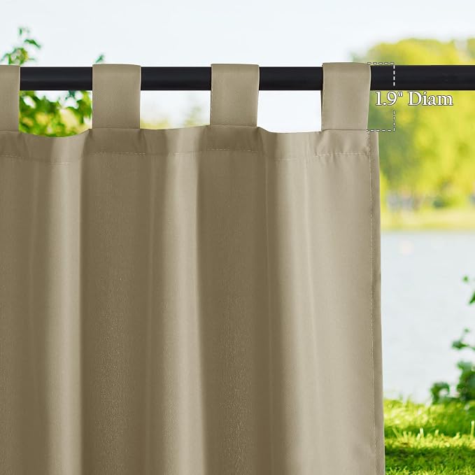 NICETOWN Patio Curtains Outdoor Waterproof 84 inch Long 4 Panels, Tab Top - Image 2
