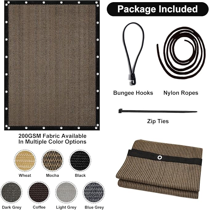 90% Sun Shade Cloth, 10 x 10 FT Pergola Shade Cover Canopy - Image 7