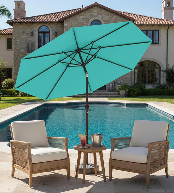 9FT Auto-Tilt Patio Umbrella|Outdoor Market Table Umbrella - Image 6