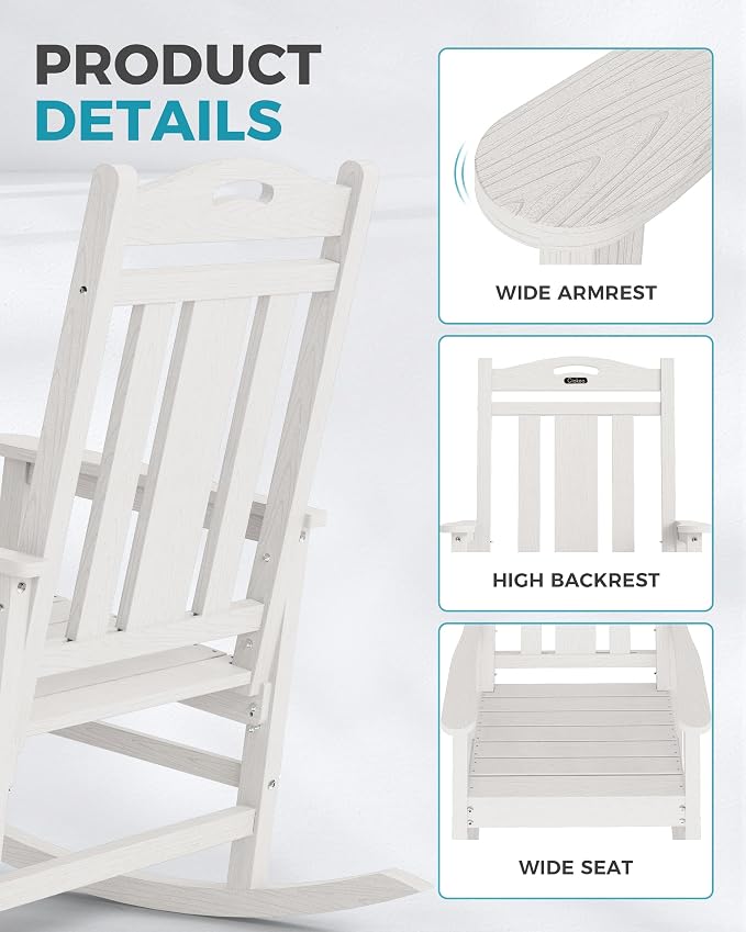 Oversized Outdoor Rocking Chairs, High Back Patio Rockers - Image 6