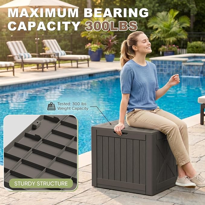 Greesum 40 Gallon Resin Deck Box, Outdoor Storage, Garden Tools, Pool Supplies - Image 5